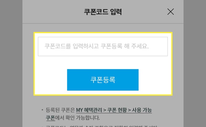 쿠폰코드 입력 이미지